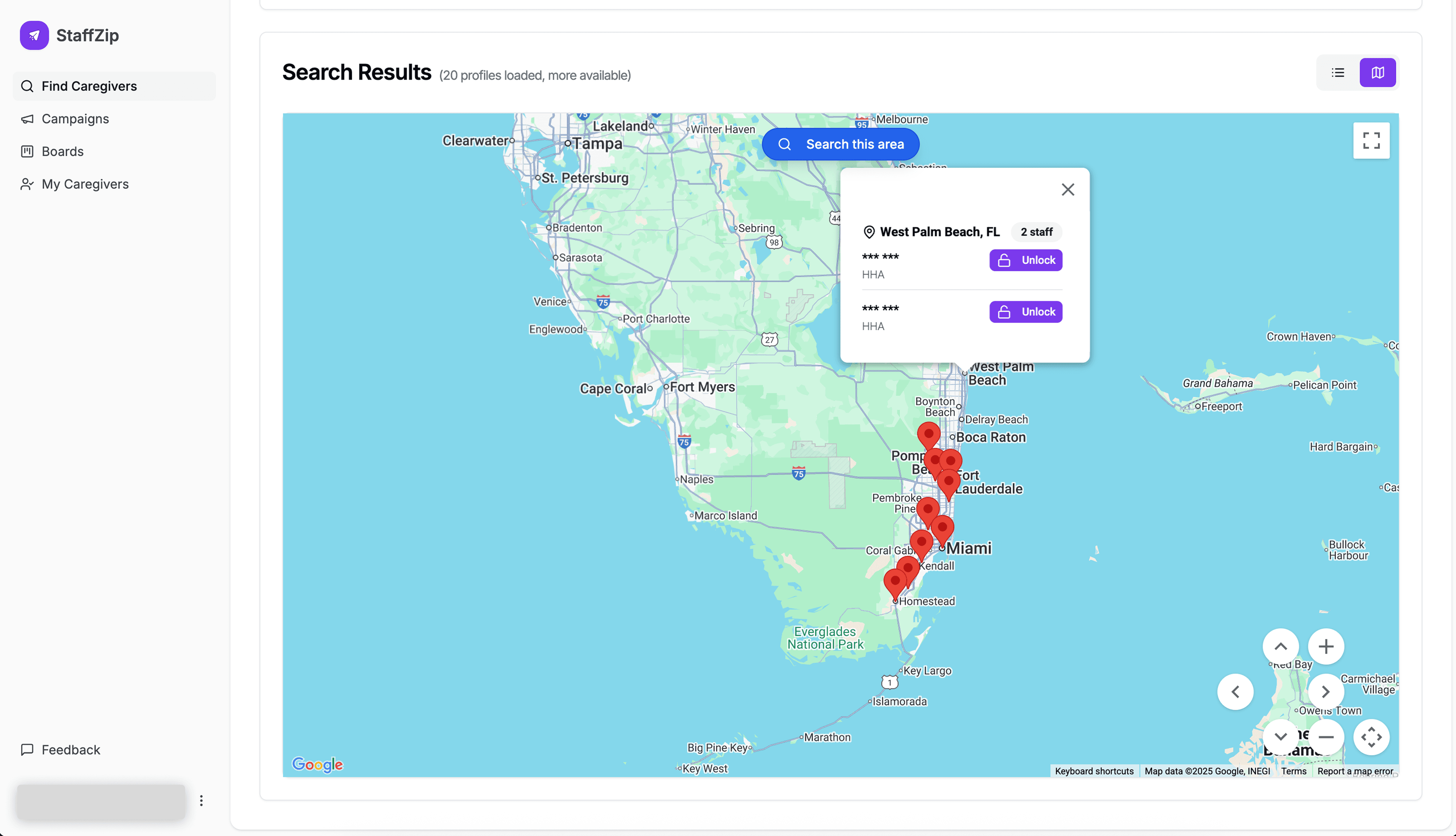CaregiverHire verified caregiver search database